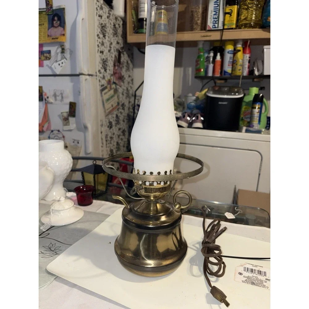 Vintage Brass Hurricane Electric Lamp 19